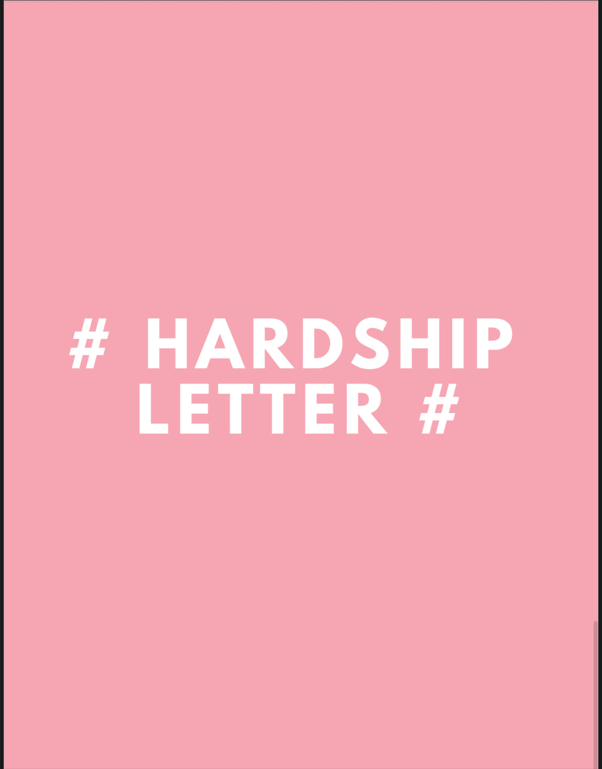 Hardship Letter